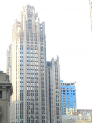 I can catch the sight of the Chicago Tribune Building, the local Newspaper