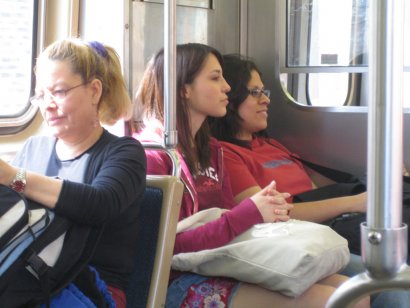 A pretty Girl waits with us in the Train